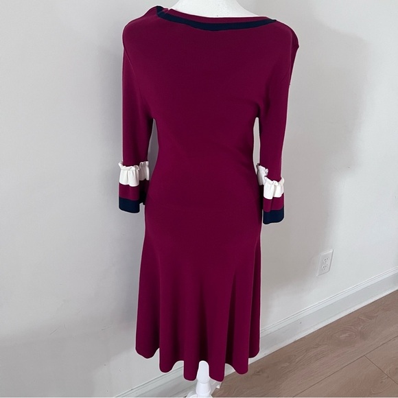 NWT Draper James Stripe Bell Sleeve Sweater Dress Deep Dark Berry | Size Small | - Picture 6 of 11